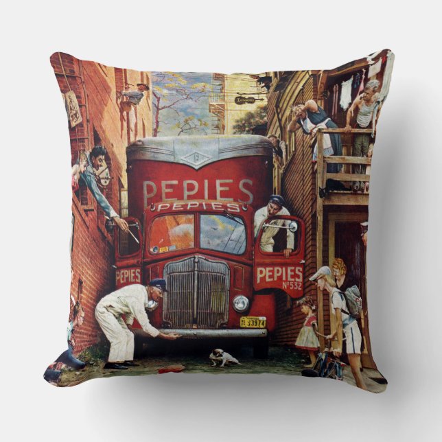 Straßenblock von Norman Rockwell Kissen (Vorderseite)