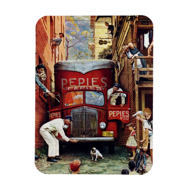 Straßenblock von Norman Rockwell Magnet (Vertikal)