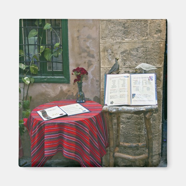 Straßencafé, Chania, Kreta, Griechenland Magnet (Vorne)