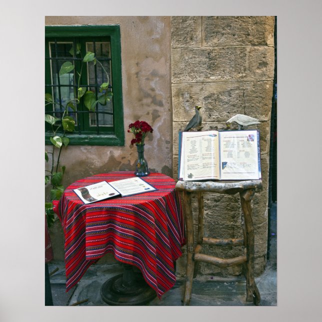 Straßencafé, Chania, Kreta, Griechenland Poster (Vorne)