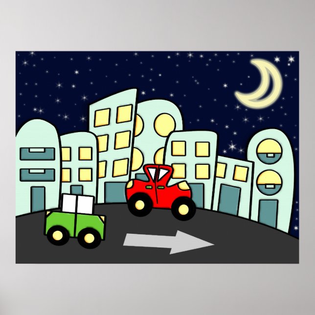 Straßenillustration Poster (Vorne)