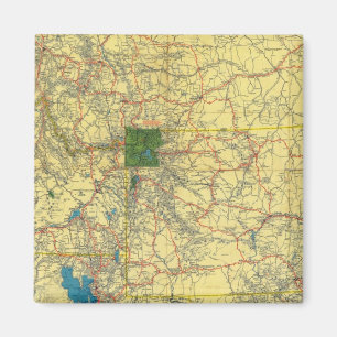 Straßenkarte Idaho, Mont, Wyo-Karte Magnet