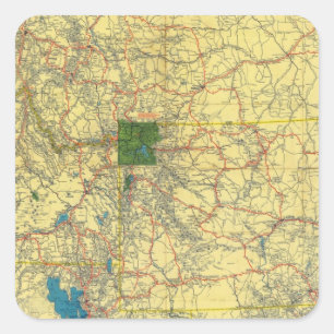 Straßenkarte Idaho, Mont, Wyo Karte Quadratischer Aufkleber