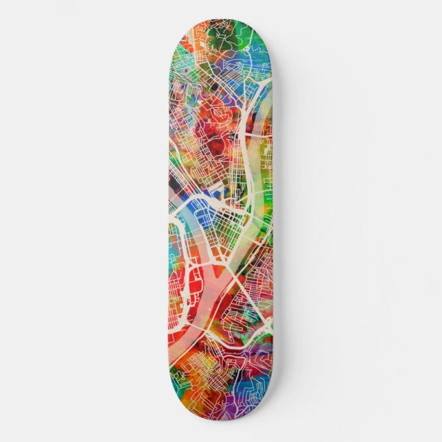Straßenkarte Pittsburghs Pennsylvania Skateboard (Vorderseite)