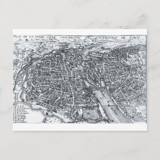 Straßenkarte von Paris, Frankreich aus dem 17. Jah Postkarte