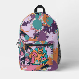 Straßenkatze auf Skateboard | Funny Bedruckter Rucksack