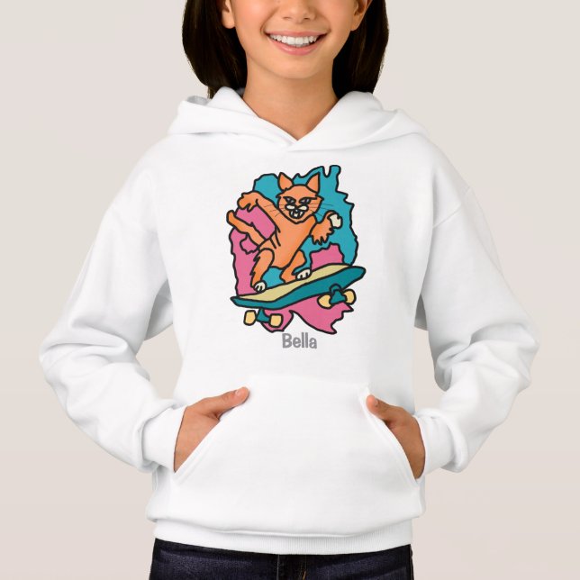 Straßenkatze auf Skateboard | Funny Hoodie (Vorderseite)