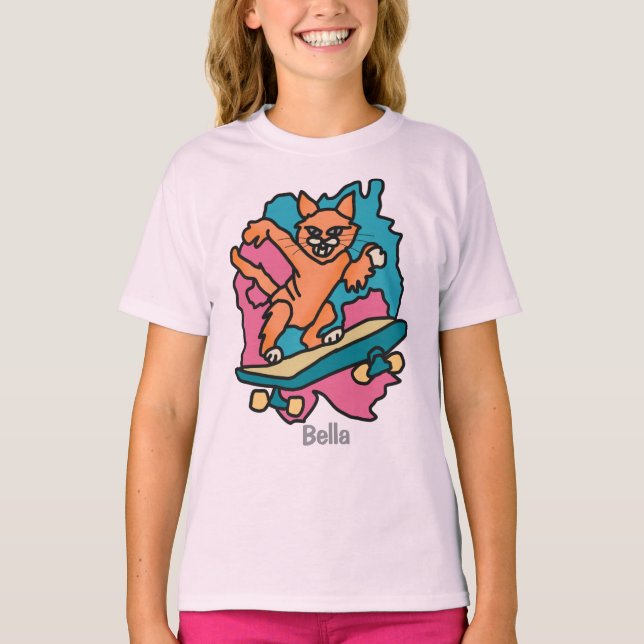Straßenkatze auf Skateboard | Funny T-Shirt (Vorderseite)