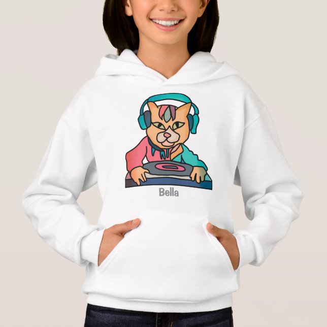 Straßenkatze mit Kopfhörern | Funny Hoodie (Vorderseite)