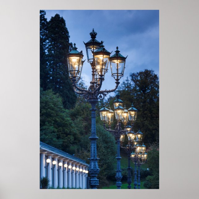 Straßenlampen in der Nacht, Deutschland Poster (Vorne)