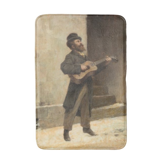 Straßenmusiker mit Gitarre (von Gerolamo Induno) Badematte (Vorderseite Vertikal)