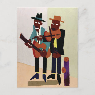 Straßenmusiker ~ Vintage amerikanische Kunst Postkarte