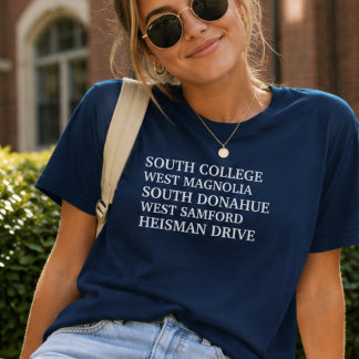 Straßennamen der Stadt Auburn Alabama T-Shirt