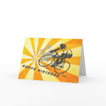 Straßenradfahrer mit Retro Sunburst Biking Geburts