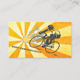 Straßenradfahrer mit Retro Sunburst Biking Visitenkarte
