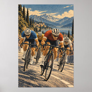 Straßenradrennen Berglandschaft Sport Wand A Poster