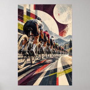 Straßenradsport-Peloton-Wandkunst – Abstrakte Geom Poster