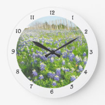 Straßenrandbluebonnets-runde Uhr