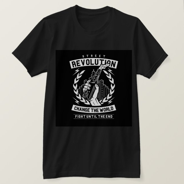 Straßenrevolution T-Shirt (A black t-shirt with a white graphic design on the front. )