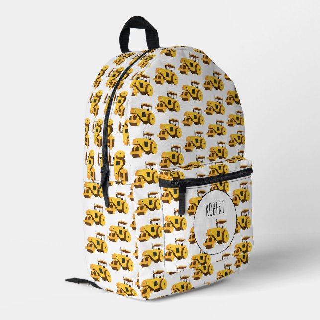 Straßenrollenkompaktor für Lkw-Boys Name Bedruckter Rucksack (Rückseitige Ecke links)