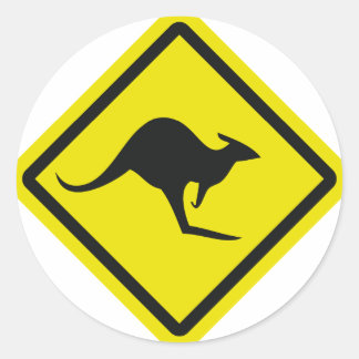 Straßenschild australia kangaroo Symbol Runder Aufkleber
