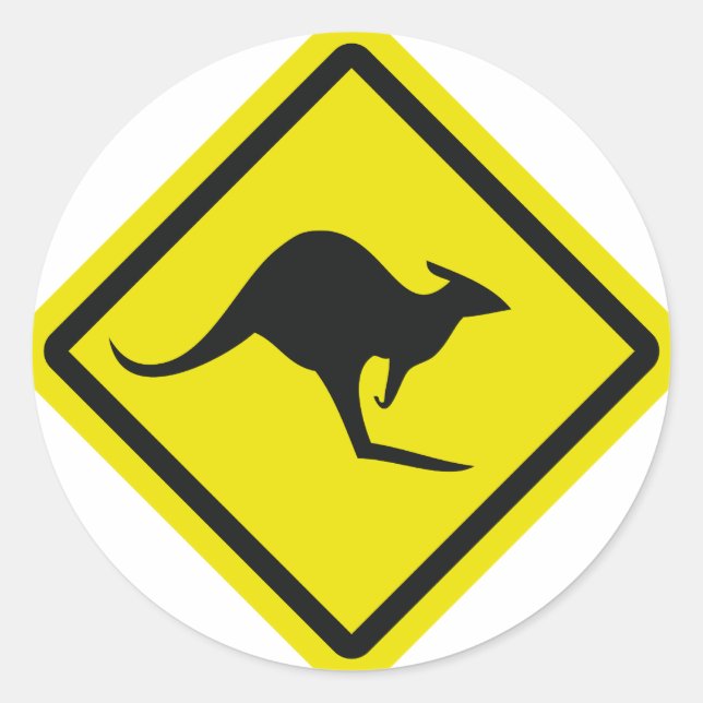 Straßenschild australia kangaroo Symbol Runder Aufkleber (Vorderseite)