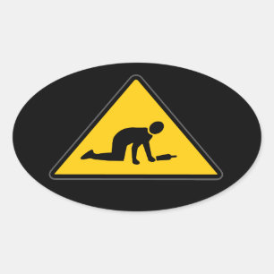 Straßenschild - Betrunkener Kreuz Ovaler Aufkleber