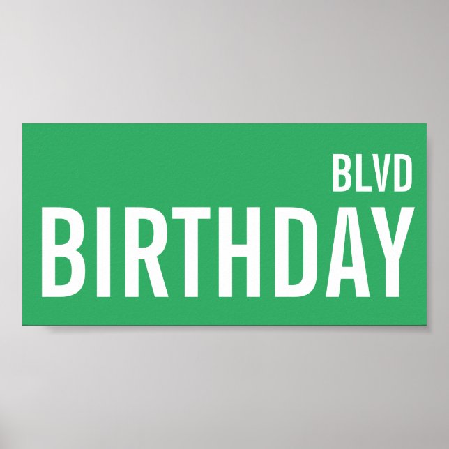 Straßenschild Birthday Boulevard Dekorationszeiche Poster (Vorne)