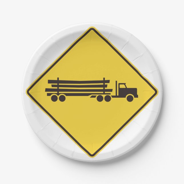 Straßenschild für Lastkraftwagen Pappteller (Vorderseite)
