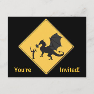 Straßenschild- Ritter & Dragon Einladung