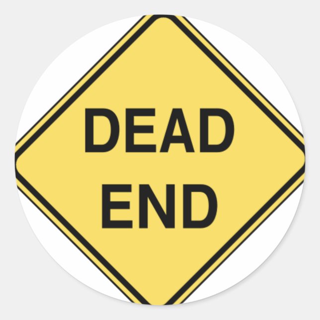 Straßenschild - Totes Ende Runder Aufkleber (Vorderseite)