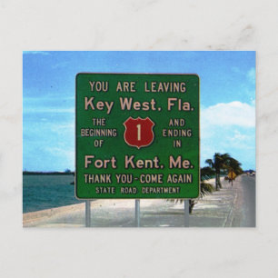 Straßenschild Verlassen von Key West, Florida Vint Postkarte