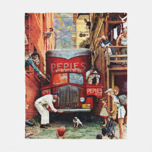 Straßensperre durch Norman Rockwell Fleecedecke