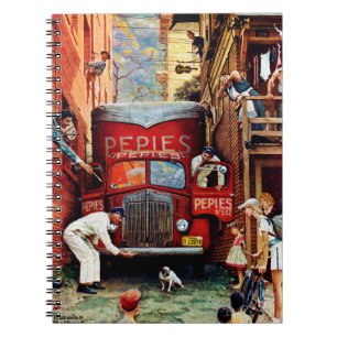 Straßensperre durch Norman Rockwell Notizblock