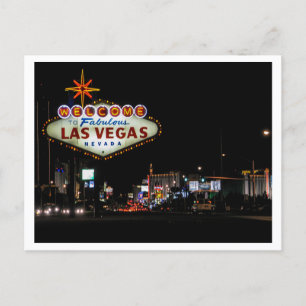 Straßenszene in Las Vegas bei Nacht mit Schild Postkarte