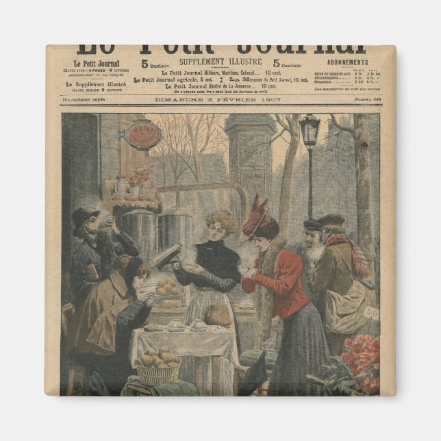 Straßenszenen von Paris Frühstück im Freien Magnet (Vorne)