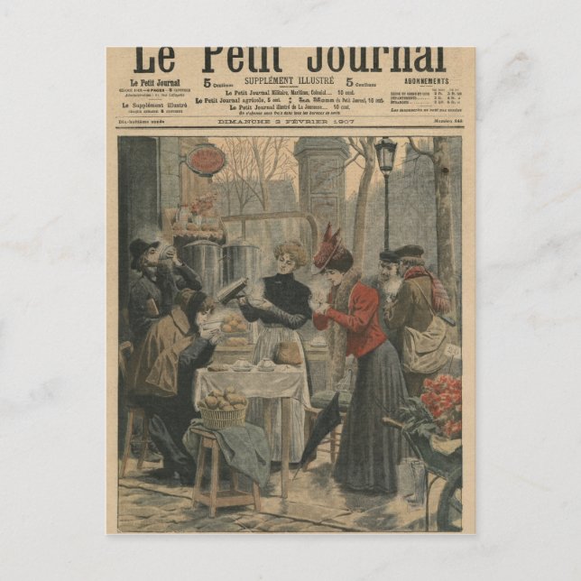 Straßenszenen von Paris Frühstück im Freien Postkarte (Vorderseite)