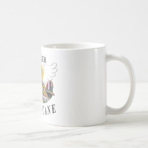 Straßenverkäuferhurrikankarikatur Kaffeetasse