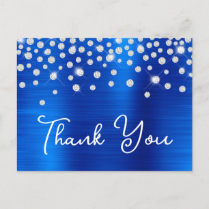 Strasssteine Royal Blau 21. Geburtstag Danke Postkarte