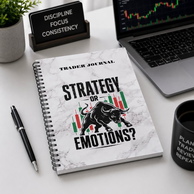 Strategie oder Emotions Trading Mindset Marmor Des Notizblock (Image shown for illustration purposes only.)