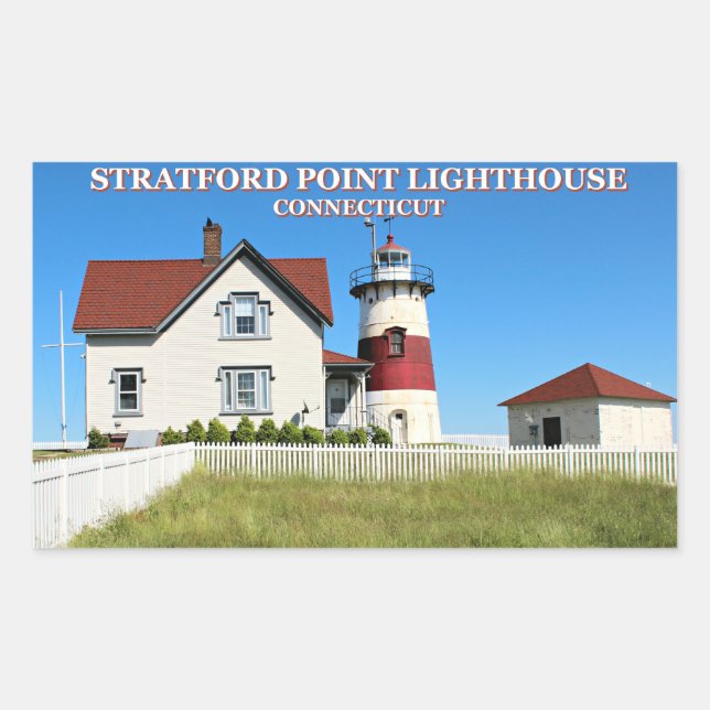 Stratford Point Lighthouse, Connecticut Rechteckiger Aufkleber (Vorderseite)