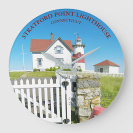 Stratford Point Lighthouse Connecticut Round Clock Große Wanduhr