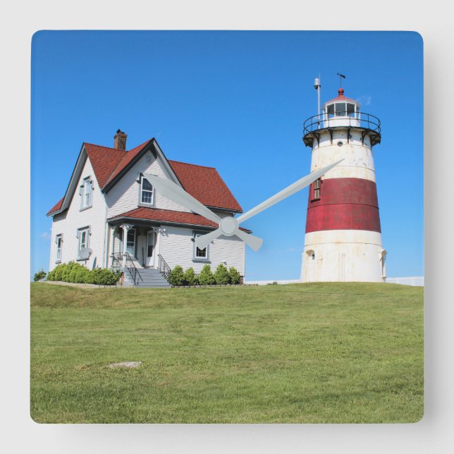 Stratford Punkt-Leuchtturm, Connecticut Quadratische Wanduhr (Vorderseite)