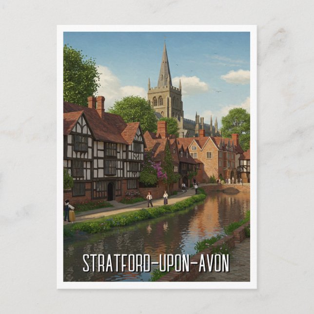 Stratford-Upon-Avon England Travel Postkarte (Vorderseite)