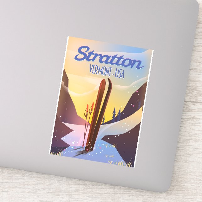 Stratton Vermont Skifahrplakat Aufkleber (Detail)