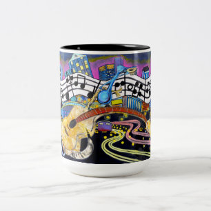Sträubende Gitarren-Tasse Zweifarbige Tasse