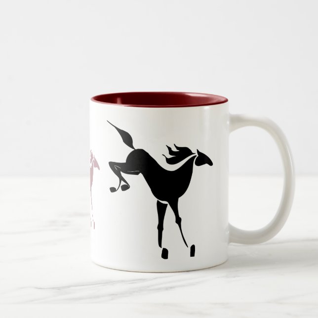sträubende PferdeTasse Zweifarbige Tasse (Rechts)