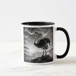 Strauß auf einem Felsen in Savane. Tasse