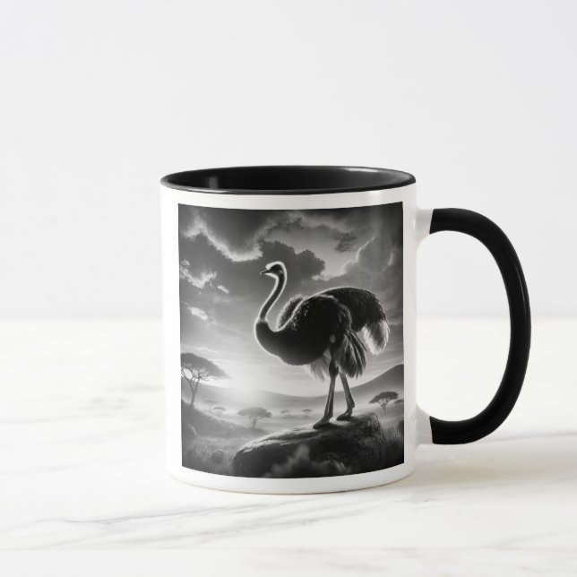 Strauß auf einem Felsen in Savane. Tasse (Rechts)