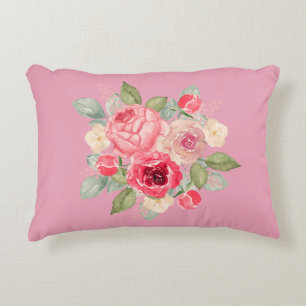 Strauß aus bemalten rosa Rosen Dekokissen